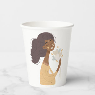 Vasos De Papel Ramo boho marrón de corazones para fiesta de mujer