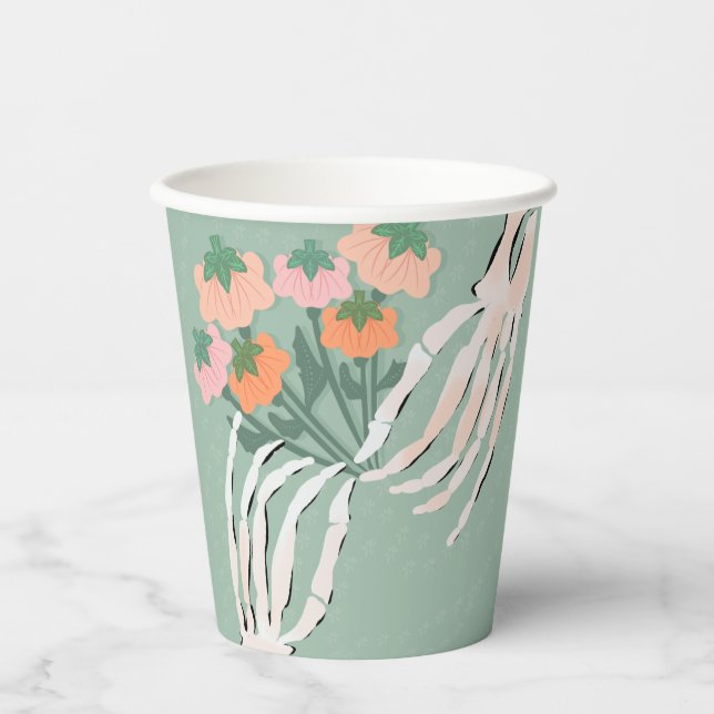 Vasos De Papel Ramo de calabaza esqueleto Halloween   (Anverso)