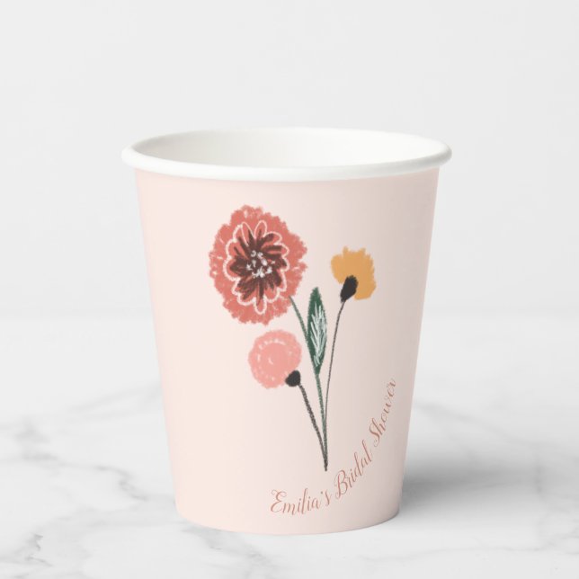 Vasos De Papel Ramo de flores silvestres Arte floral Baby Shower  (Anverso)
