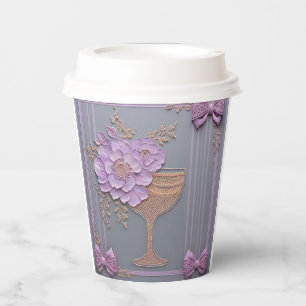 Vasos De Papel Ramo de Lavanda Elegante Boda