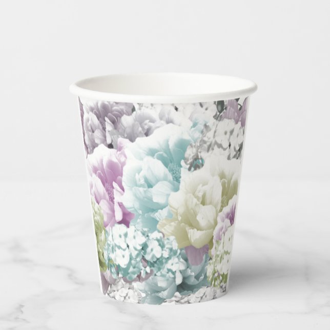 Vasos De Papel Ramo floral pastel mezclado (Anverso)