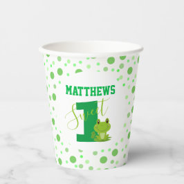 Vasos De Papel Rana primer fiesta de cumpleaños Green Dots Cute t
