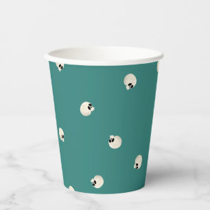 Vasos De Papel Random Cute Kawaii Skull Dots mitad verde