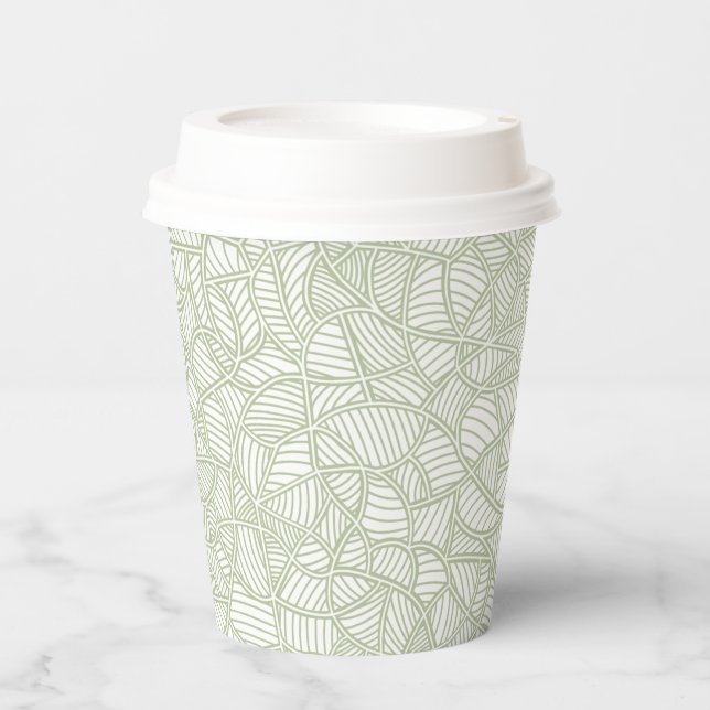 Vasos De Papel Random Leaf Mosaic Pale Green (Anverso)