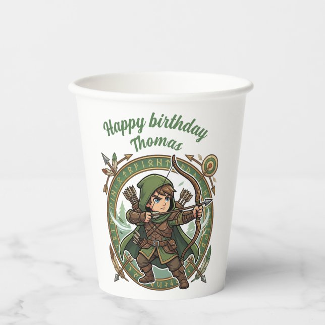 Vasos De Papel Ranger Archer Hunter Anime Chibi Gamer Birthday (Anverso)