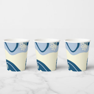 Vasos De Papel Ranura de margarita - Azul oscuro, azul claro y cr