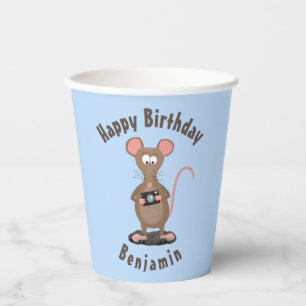 Vasos De Papel Rata divertida y la cámara personalizada cumpleaño