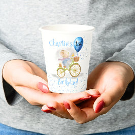 Vasos De Papel Ratón lindo Bicicleta Animal Niño Primer Fiesta de