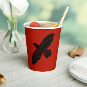 Vasos De Papel Raven en rojo