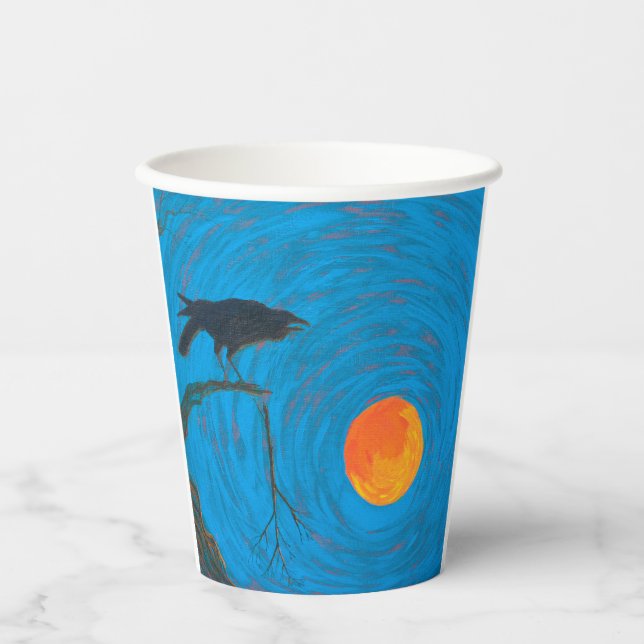 Vasos De Papel Raven y Luna llena (Anverso)