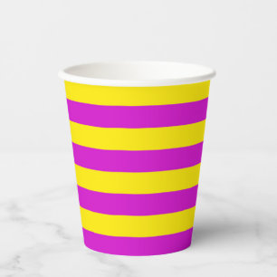 Vasos De Papel Rayas Amarillas Purpura