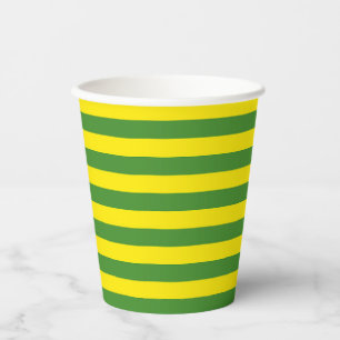 Vasos De Papel Rayas amarillas y verdes