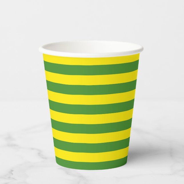Vasos De Papel Rayas amarillas y verdes (Anverso)