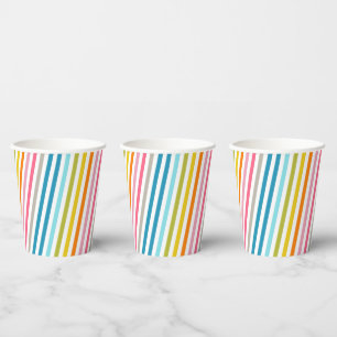 Vasos De Papel Rayas arcoiris de verano