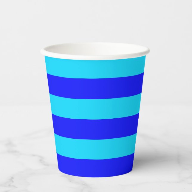 Vasos De Papel Rayas Azules Oscuras Claras   (Anverso)