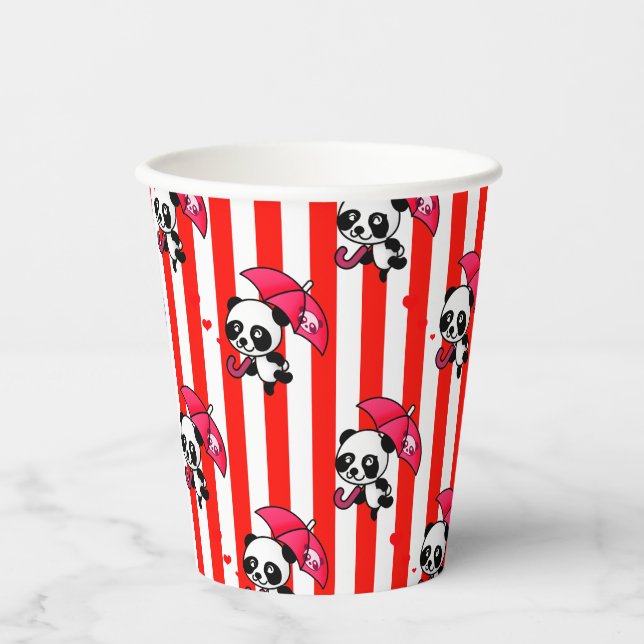 Vasos De Papel Rayas Blancas Rojos Lindos (Anverso)