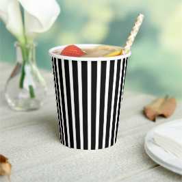 Vasos De Papel Rayas blancas y negras verticales