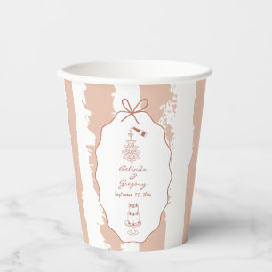 Vasos De Papel Rayas Caprichosas Boda Pintada a Mano