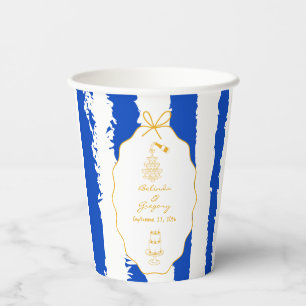 Vasos De Papel Rayas Caprichosas Bodas Pintadas a Mano 