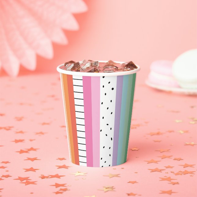 Vasos De Papel Rayas caprichosas pop (in situ)