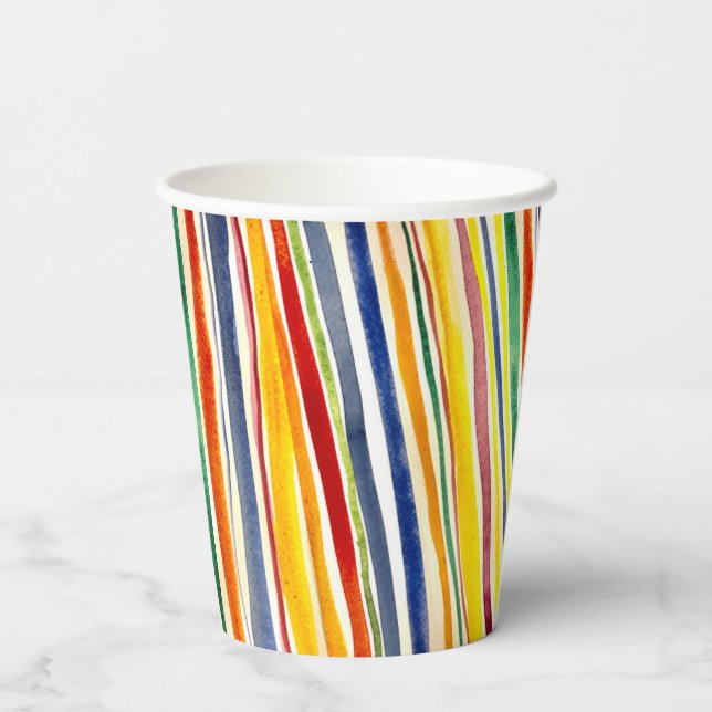 Vasos De Papel rayas coloridas (Reverso )