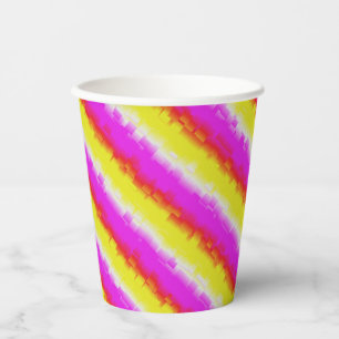 Vasos De Papel Rayas de arco iris rosado de Artdeco