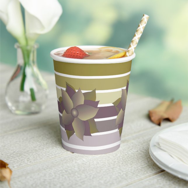 Vasos De Papel Rayas de color de otoño (in situ)