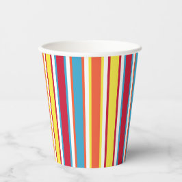 Vasos De Papel Rayas de colores Naranja, azul, amarillo, rojo, bl