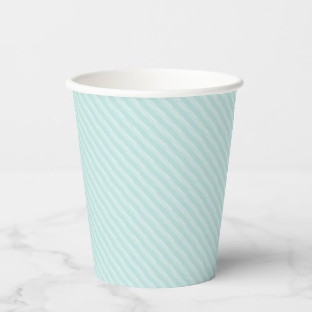 Vasos De Papel Rayas de diversión blancas Verde azuladas simples  (Anverso)