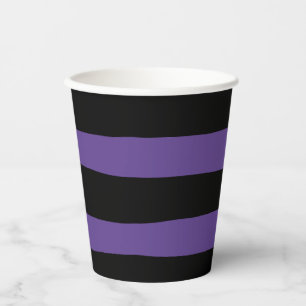 Vasos De Papel Rayas desiguales en morado y negro