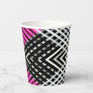 Vasos De Papel Rayas entrelazadas en blanco y negro y gris sobre 