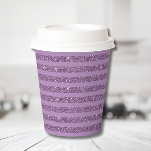 Vasos De Papel Rayas Horizontales de Estilo Brillo Frambuesa Opac