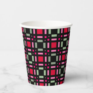 Vasos De Papel Rayas negras rojas de yeso geométrico