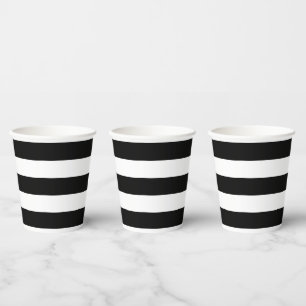 Vasos De Papel Rayas Negras y Blancas