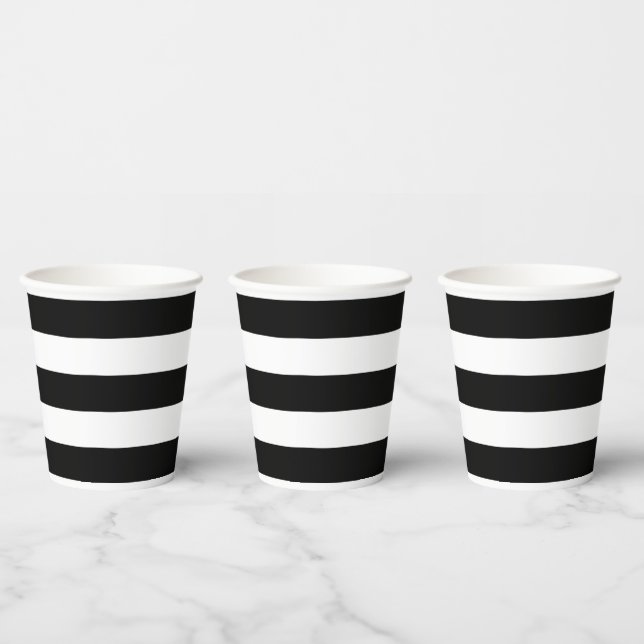 Vasos De Papel Rayas Negras y Blancas (Multi)