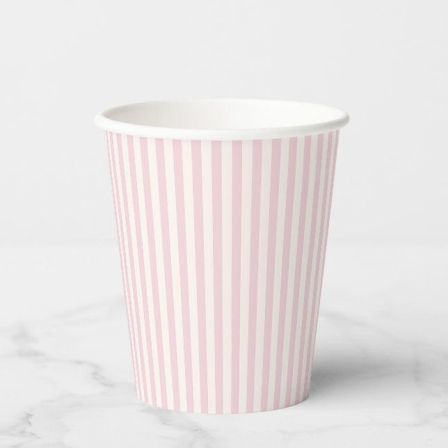 Vasos De Papel Rayas Simples - Suave Rubor (Anverso)