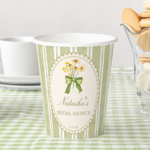 Vasos De Papel Rayas verde salvia regalo de ducha de boda con mon