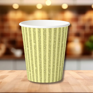 Vasos De Papel Rayas Verticales de Brillo Amarillo Intenso