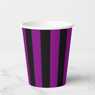 Vasos De Papel Rayas verticales de gran tamaño púrpura y negro