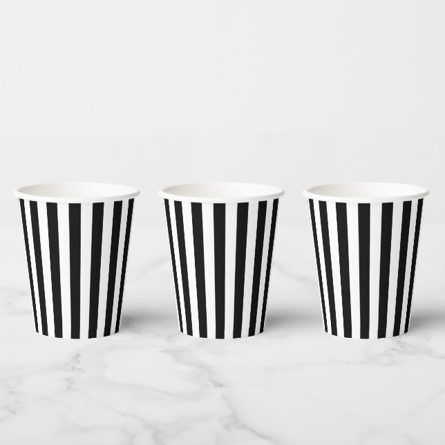 Vasos De Papel Rayas verticales de moda Banda Negra Y Blanca (Multi)