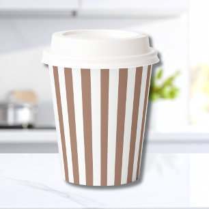 Vasos De Papel Rayas Verticales Vintage Mousse de Mocha Blanco