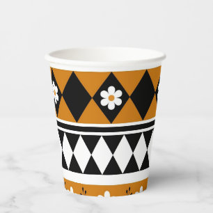 Vasos De Papel Rayo de borde Flor Diamante Boho Patrón floral