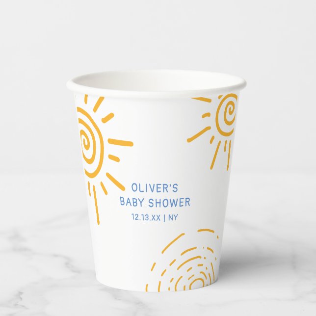 Vasos De Papel Rayo Retro Moderno De Sunshine Baby Shower (Anverso)