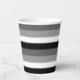 Vasos De Papel Rayos grises negros Ash franja blanca