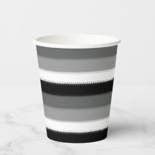Vasos De Papel Rayos grises negros Ash franja blanca