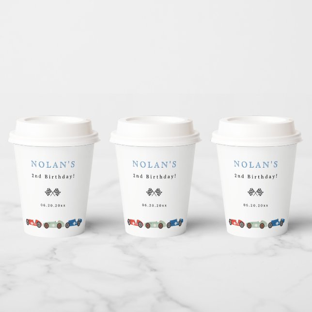 Vasos De Papel Raza Retro Tema del coche Cumpleaños (Multi)