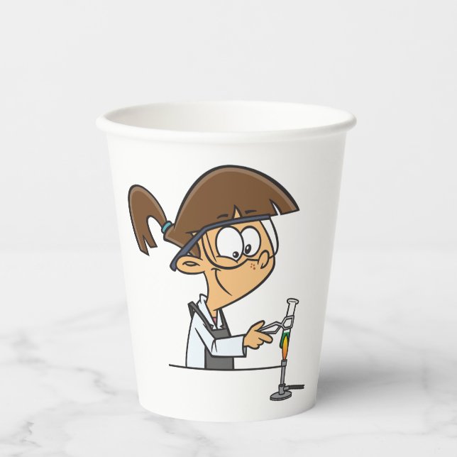 Vasos De Papel Realizando un experimento científico (Anverso)