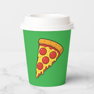 Vasos De Papel Rebanada de pizza de pepperoni con queso