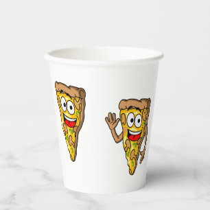 Vasos De Papel Rebanadas de pizza de champiñones felices