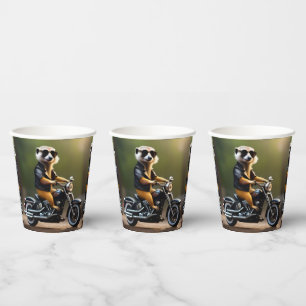 Vasos De Papel Rebel Meerkat: Pañuelos, gafas de sol y moto